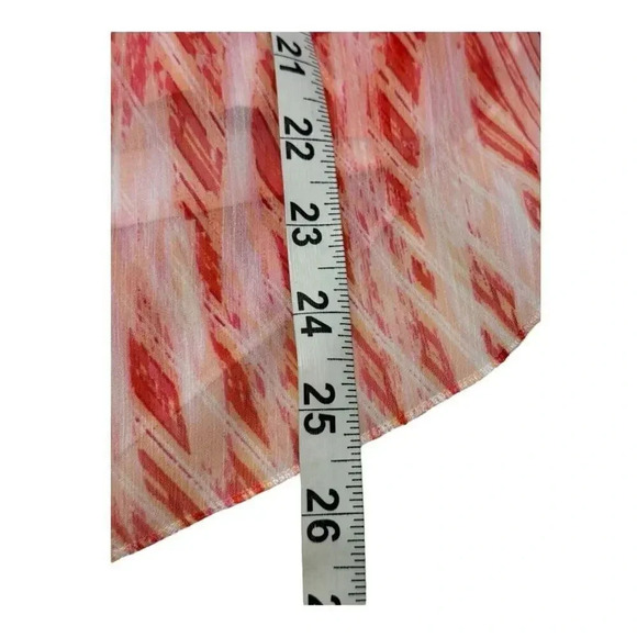 JM Collection Women's Small Sheer Red Poncho Top Abstract Blouse Spring - Picture 5 of 6